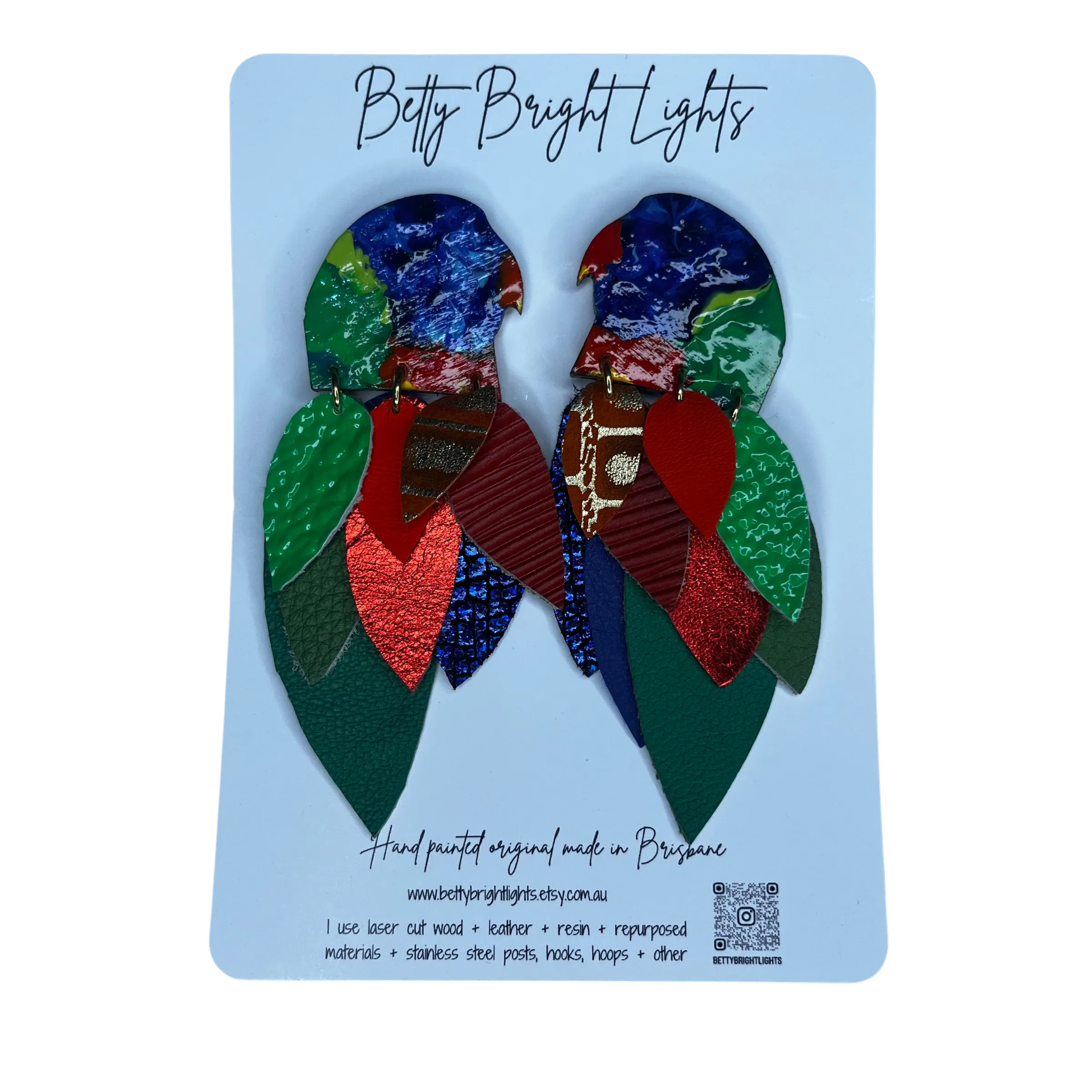 Betty Bright Lights | Rainbow Lorikeet Earrings Large