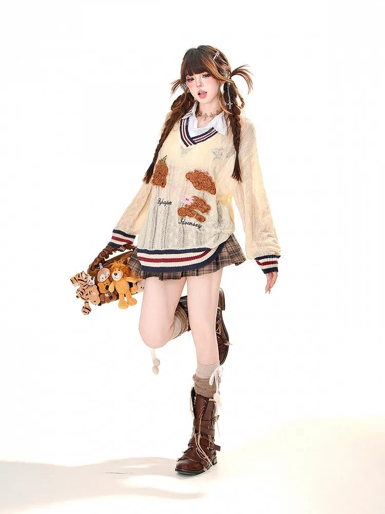 Buckle Belt Fashion Style Pleated Skirt with Free Plaid Preppy Coffee Millard