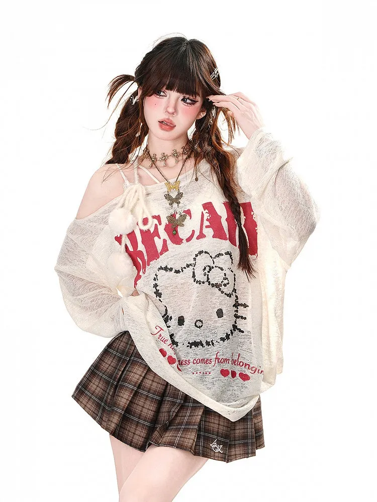 Buckle Belt Fashion Style Pleated Skirt with Free Plaid Preppy Coffee Millard
