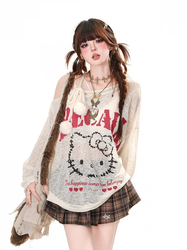 Buckle Belt Fashion Style Pleated Skirt with Free Plaid Preppy Coffee Millard