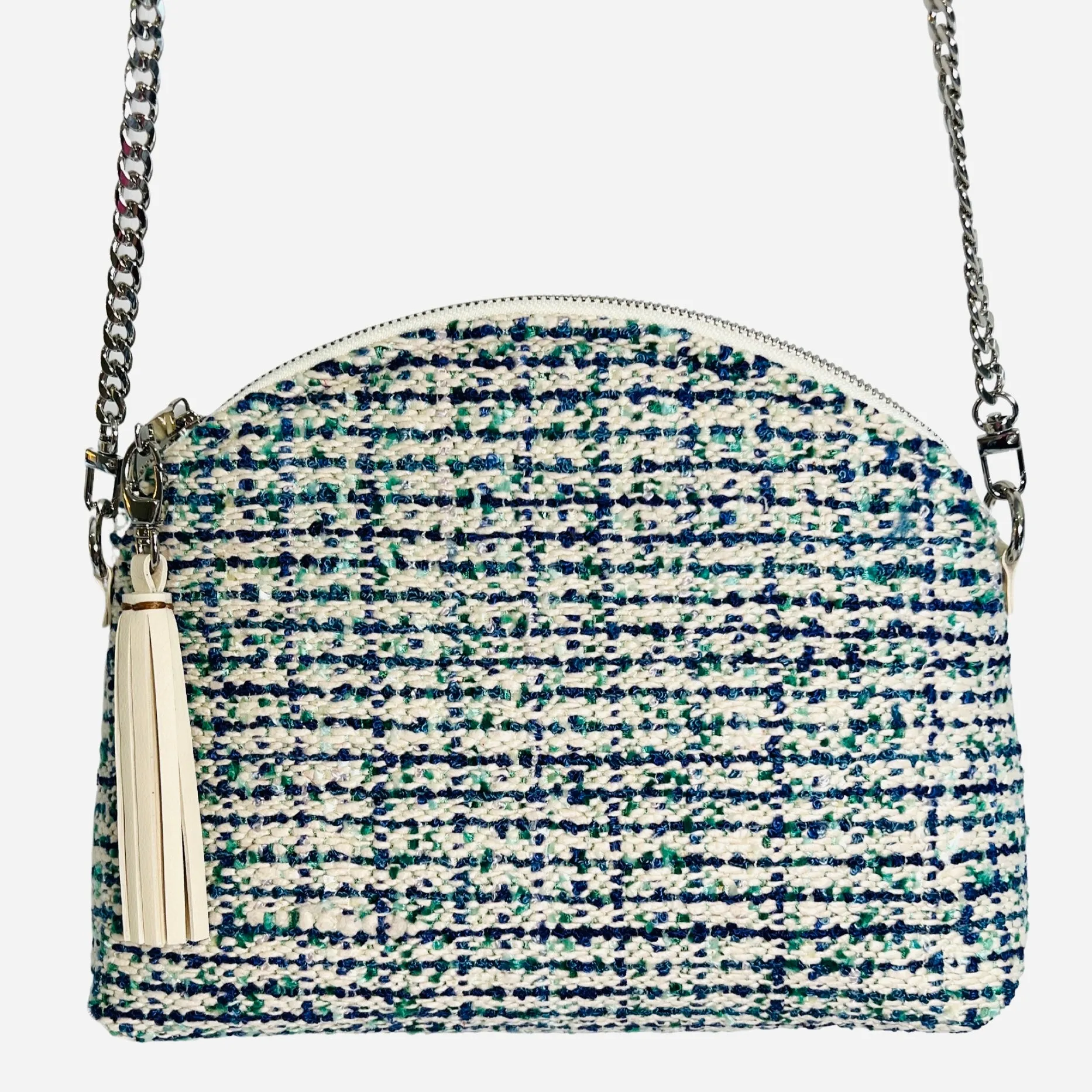 Cream/Peacock Tweed Purse