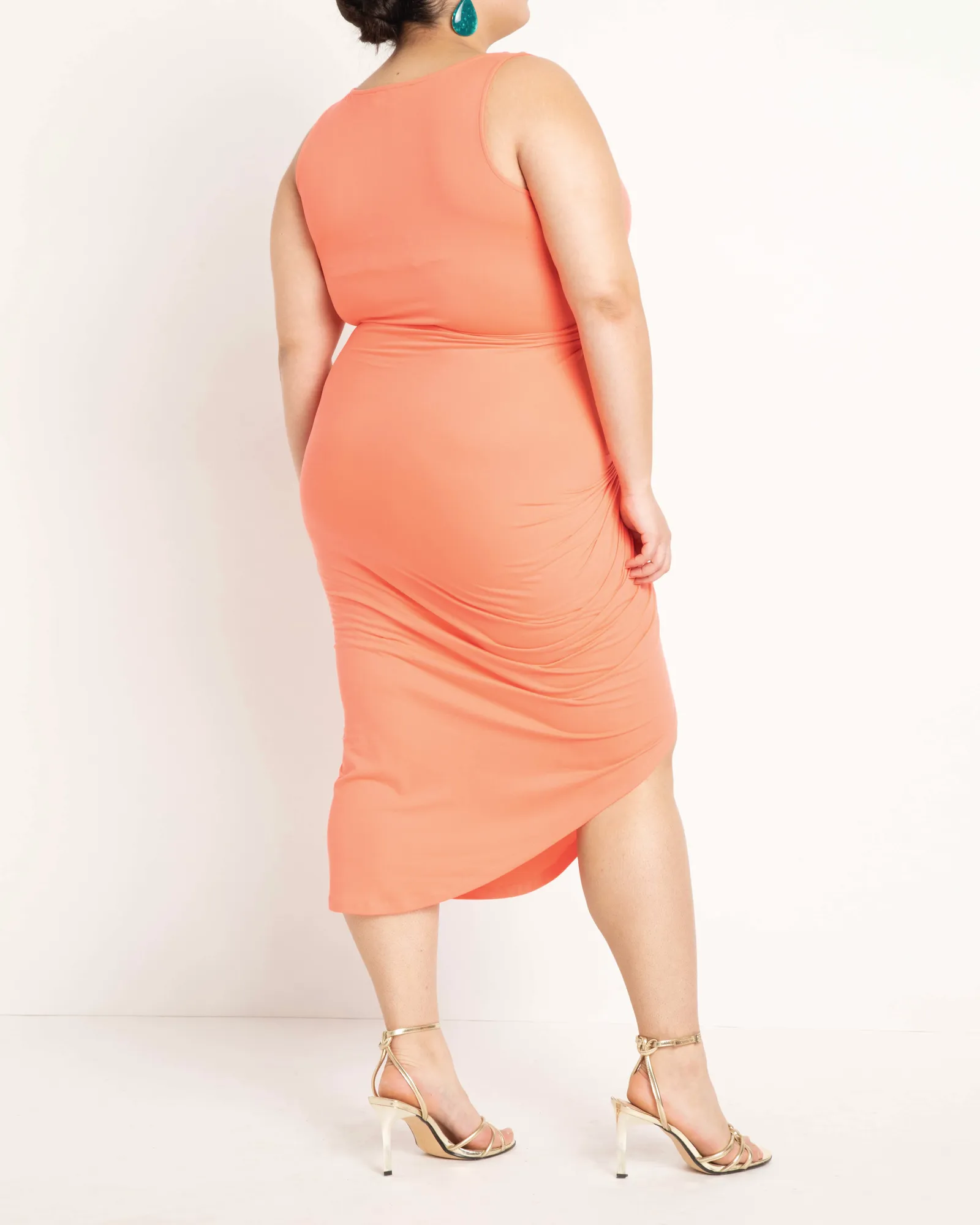 Dakota Gathered Skirt Dress | Hot Coral