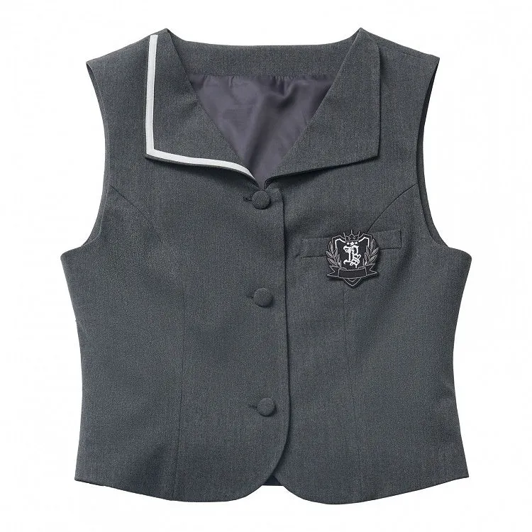 Dark Grey Preppy Style V-neck Vest