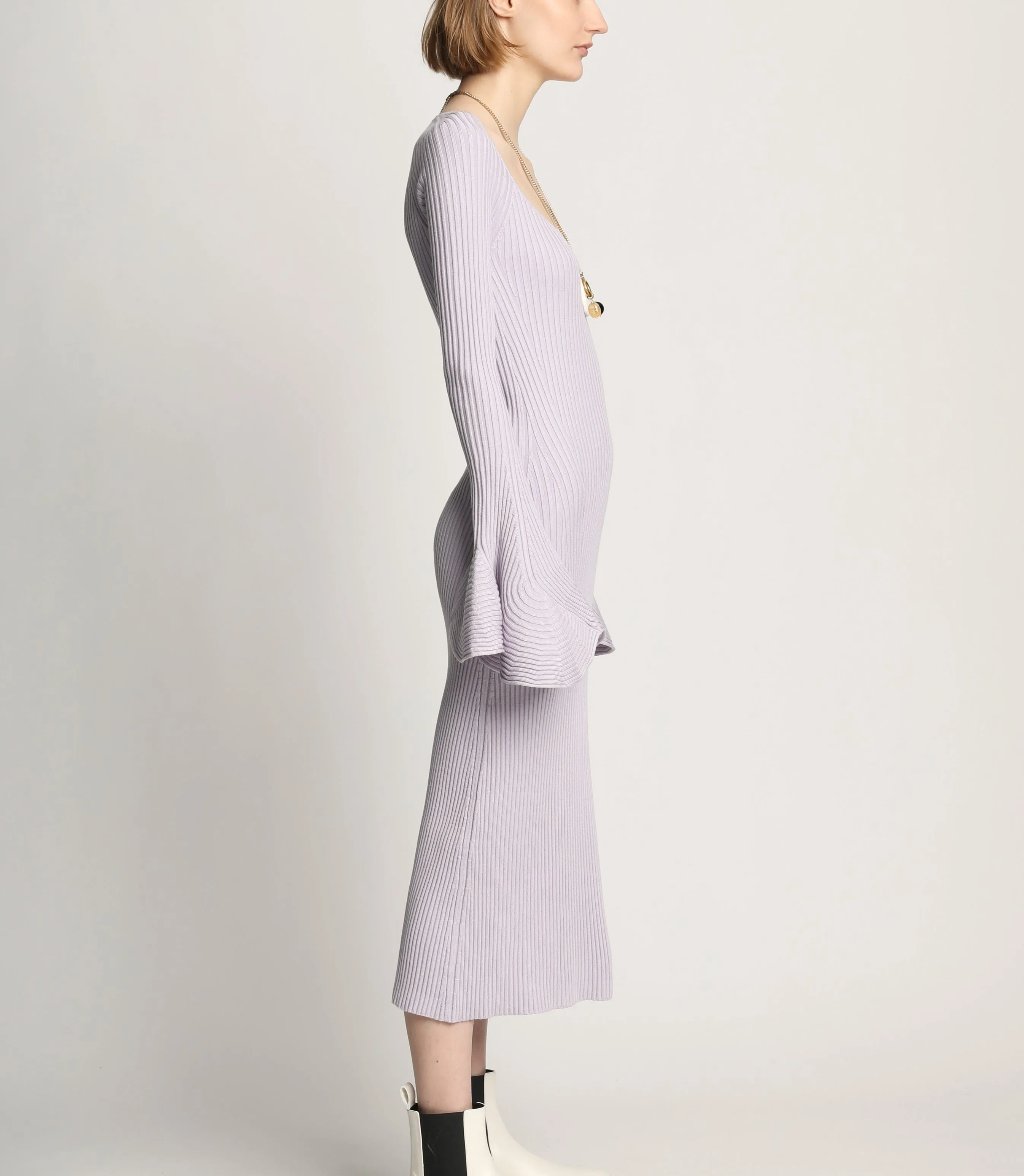 FLUTED RIB KNIT DRESS
