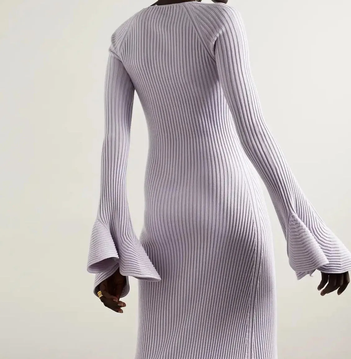 FLUTED RIB KNIT DRESS