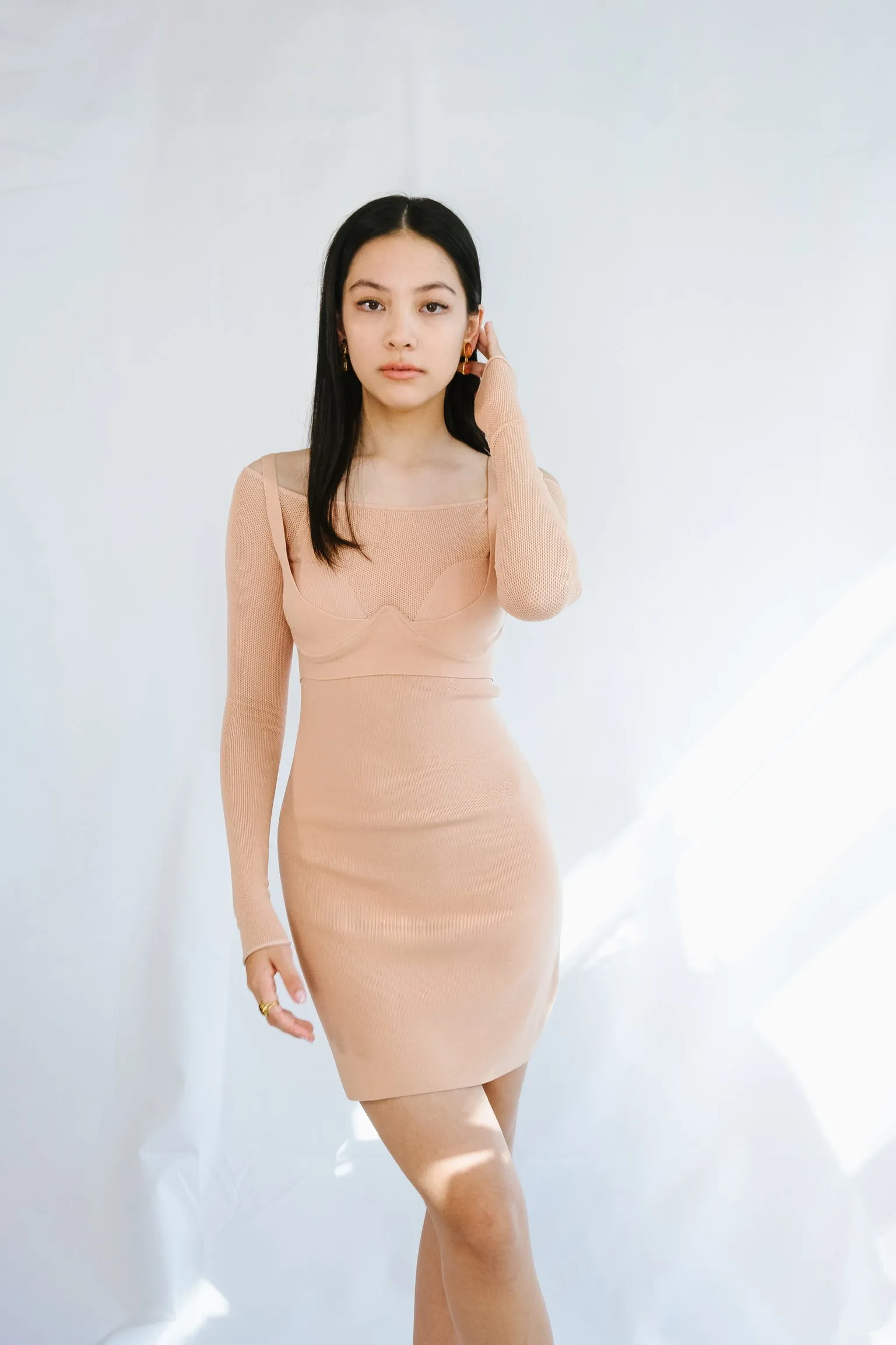 Hosiery Mesh Dress Desert