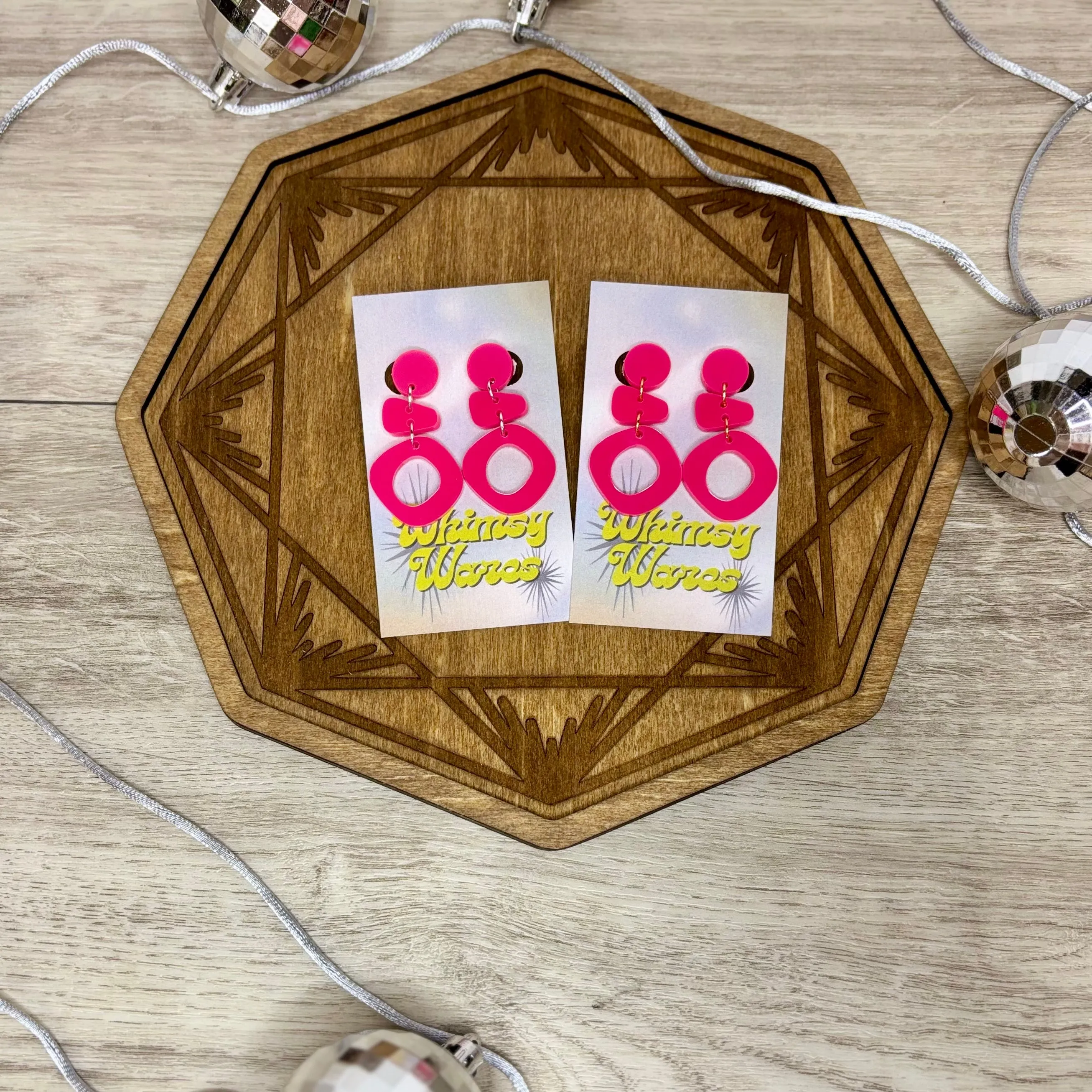 HOT Pink Drop Dangles - Acrylic Earrings