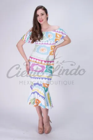 Mexican Jalapa Printed Maxi Dress