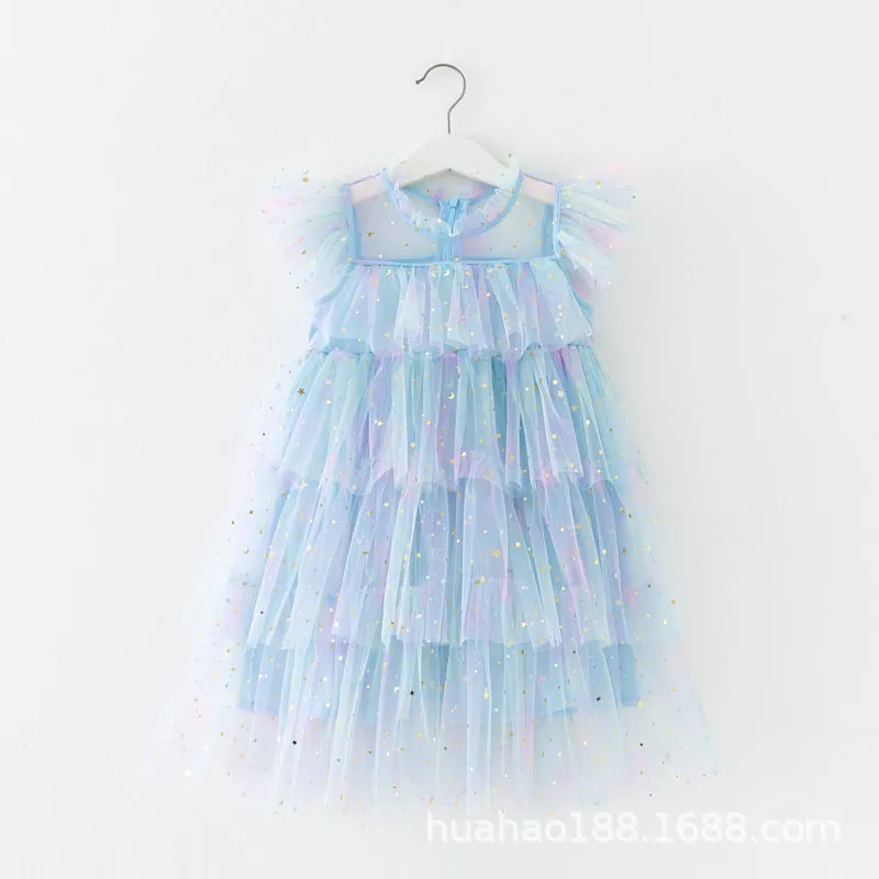 New Mesh Dress Baby Puffy Girls Dance Skirt Children's Holiday Dress Children Shirt Small Batch Customization