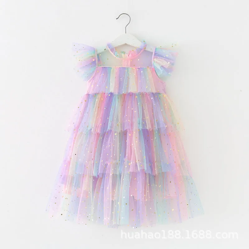 New Mesh Dress Baby Puffy Girls Dance Skirt Children's Holiday Dress Children Shirt Small Batch Customization