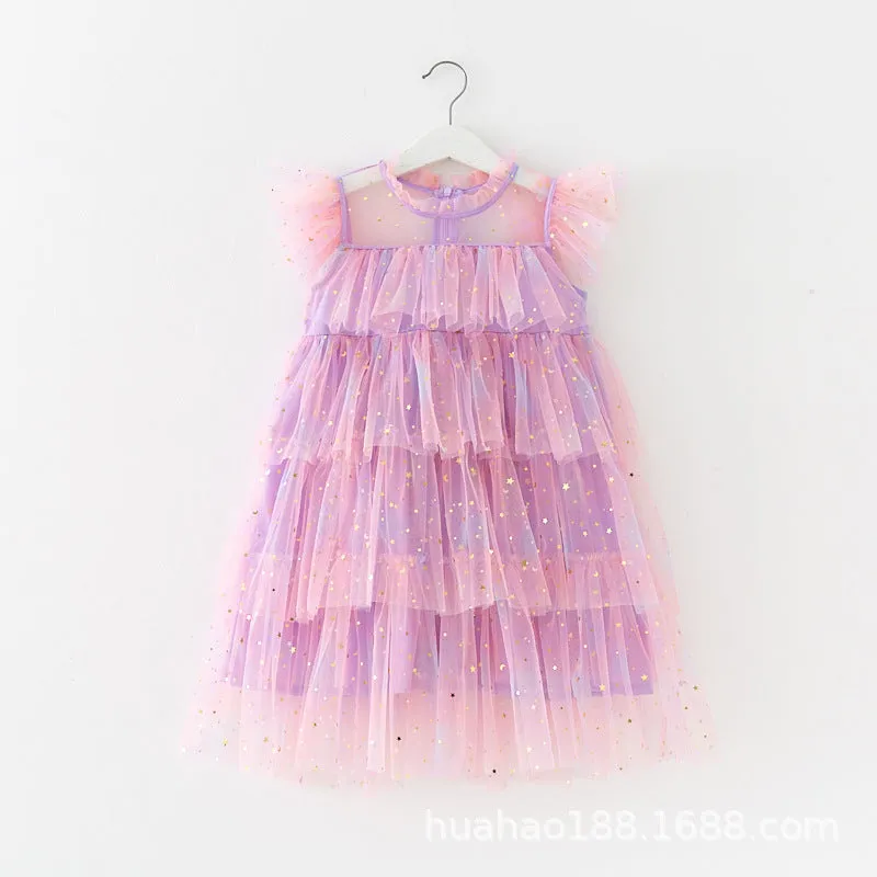 New Mesh Dress Baby Puffy Girls Dance Skirt Children's Holiday Dress Children Shirt Small Batch Customization