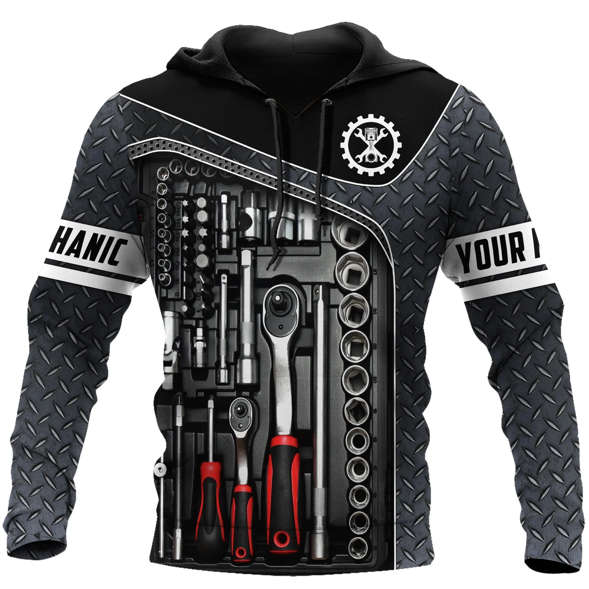 Personalized Name Tool Mechanic Pattern All Over Printed Hoodie Shirt, Perfect Shirt for Mechanical