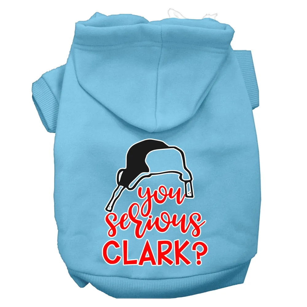 You Serious Clark? Screen Print Dog Hoodie Baby Blue S